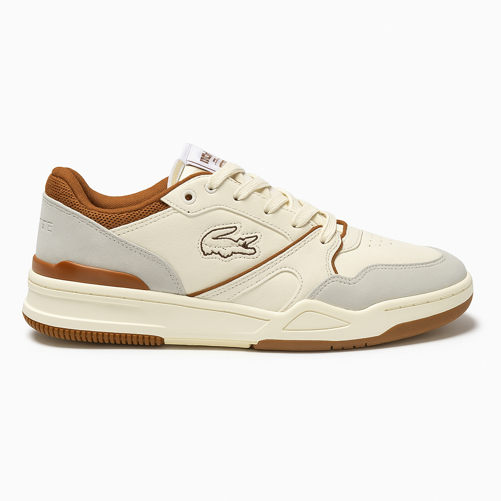 TÊNIS LACOSTE TENNIS 1933 BEGE MARROM– LINHA PREMIUM