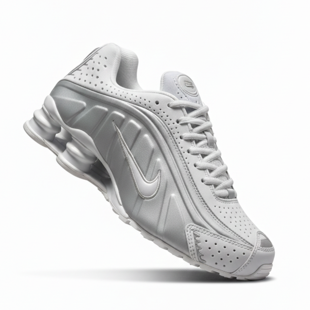 Tênis Nike R4 – Cinza/Branco Linha Premium