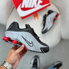 Tênis Nike R4 – Preto/Cinza-Vermelho Linha Premium