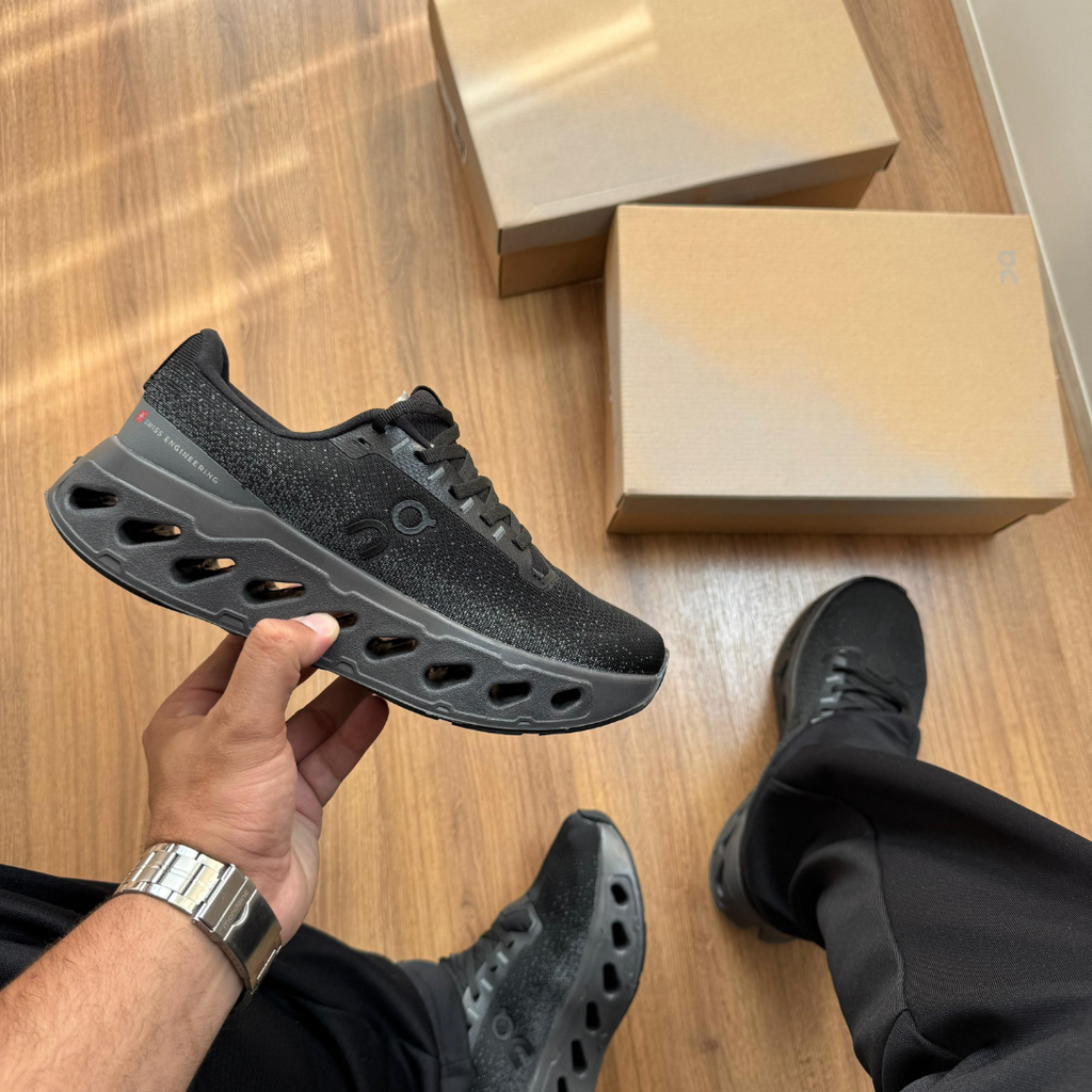 Tênis On Cloudsurfer 7 – Premium Super Confortável Preto Grafite