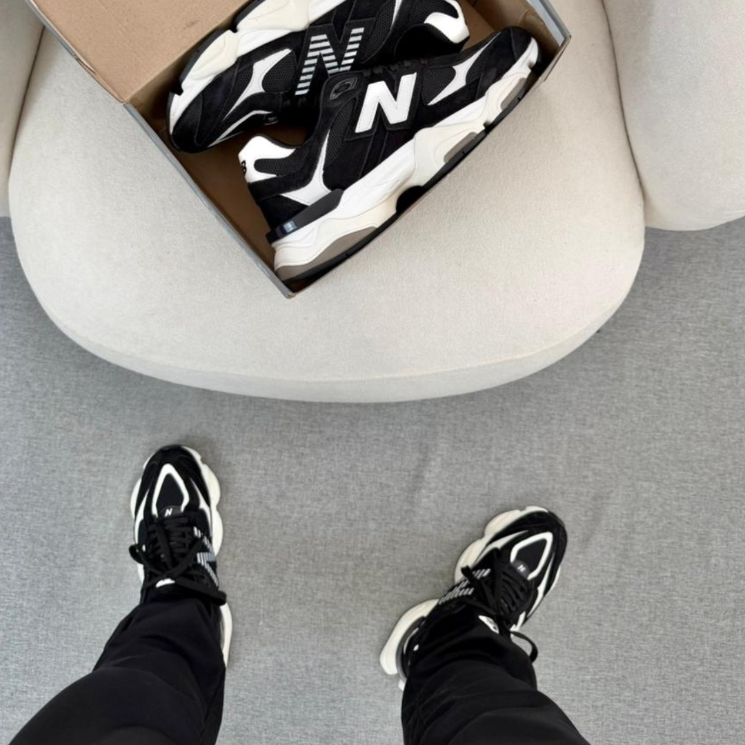 Tênis New Balance 9060 – Couro Ligitino Preto Branco